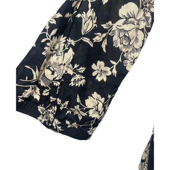 Maison Scotch La Femme Selon Marie Black Tan Flower Beaded Tunic Top Size 2 L - Picture 4 of 8